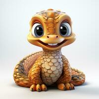 3d cartoon cute cobra snake ai photo