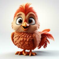 3d cartoon cute hen ai photo