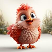 3d cartoon cute hen ai photo