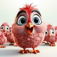 3d cartoon cute hen ai photo