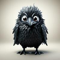 3d cartoon cute crow ai photo