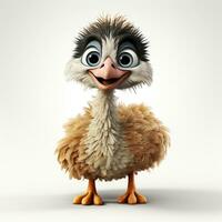 3d cartoon cute ostrich ai photo