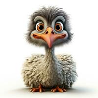 3d cartoon cute ostrich ai photo