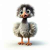 3d cartoon cute ostrich ai photo