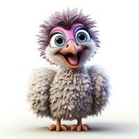 3d cartoon cute ostrich ai photo