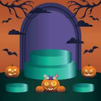 Vector Square Happy Halloween Podium Display Template