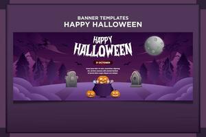 Banner Template Happy Halloween Vector Illustration V4