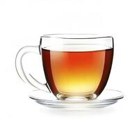 Transparent cup of tea isolated on white background. AI Generative photo