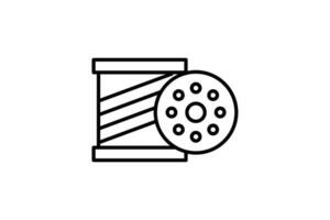 Bobbin icon. Icon related to textiles, sewing and component in sewing machines. Line icon style. Simple vector design editable