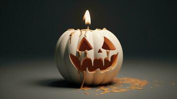 a carved pumpkin with a candle inside of it photo