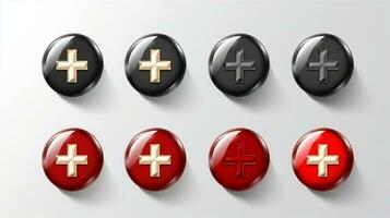 AI Generative set of choice metal push buttons for text and web design photo