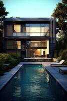 3d rendering of modern home with pool photo