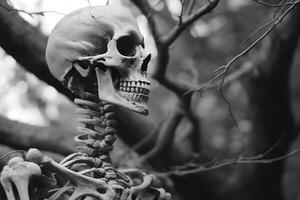 skeletons in the trees creepy halloween photo