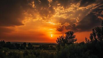 el puesta de sol cielo ai generativo foto