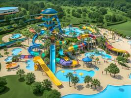 3d rendering of a swimming pool in the water park photo