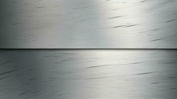 AI Generative brushed silver metal background chrome texture banner template photo