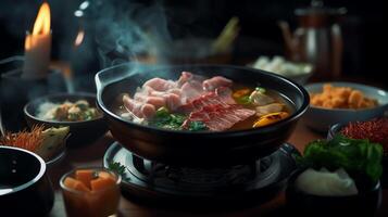 a Shabu Shabu with blur background photo