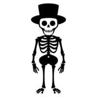 Cute skeleton silhouette vector