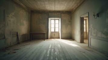 ai generativo antiguo abandonado habitación sucio interior retro película filtrado instagram estilo foto