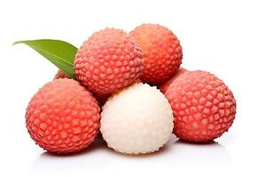 Lychee fruit isolated on white background AI Generated photo