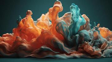 abstract painting of blue and orange waves photo