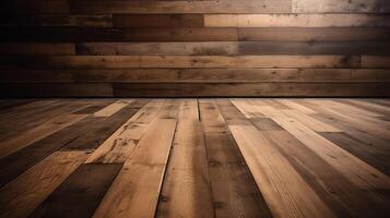 AI Generative wooden floor with a wooden background photo