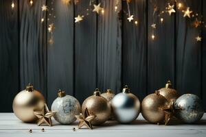 Navidad Días festivos composición en blanco de madera antecedentes. ai generativo foto