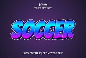 soccer text effect with blue graphic style and editable. vector