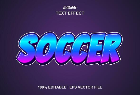 soccer text effect with blue graphic style and editable.