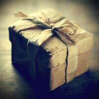 Vintage gift box. AI Generative photo