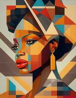 geometric abstract style african american woman illustration photo