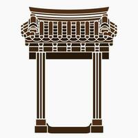 Editable Flat Monochrome Traditional Korean Hanok Door Building Vector Illustration for Artwork Element of Oriental History and Culture Related Design