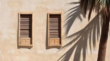the shadow of a palm tree in the light of a window photo