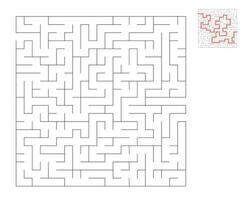 Square maze,  logic game with labyrinths.  maze game. A maze with answers vector