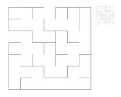 Square maze,  logic game with labyrinths.  maze game. A maze with answers vector