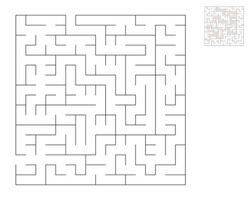 Square maze,  logic game with labyrinths.  maze game. A maze with answers vector