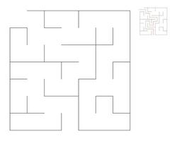 Square maze,  logic game with labyrinths.  maze game. A maze with answers vector