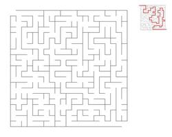 Square maze,  logic game with labyrinths.  maze game. A maze with answers vector