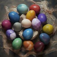 Pascua de Resurrección de colores huevos, generar ai foto