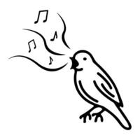 Bird nightingale vector black and white illustration