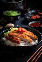 a Tonkatsu with blur background AI Generative photo