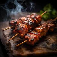 a Yakitori with blur background AI Generative photo