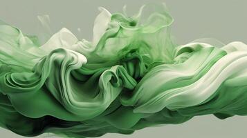 abstract painting of green and white waves photo