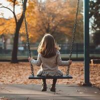 a little girl sitting on a swing in a park AI Generative photo