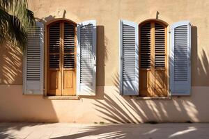 the shadow of a palm tree in the light of a window photo