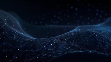 a dark blue geometric abstract background with lines and dots photo
