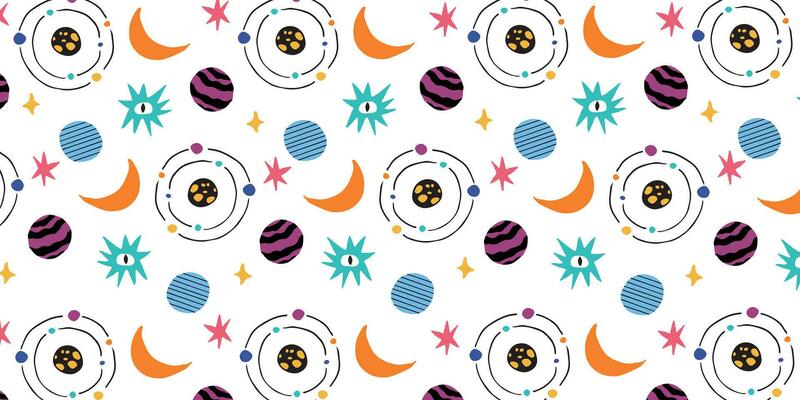 cute kids space pattern background