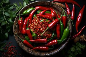 chili isolated dark background photo