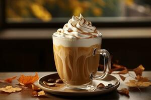 Caffee latte with whipped cream photo