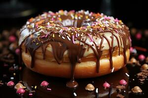 donuts with chocolate frosted and sprinkles donuts photo